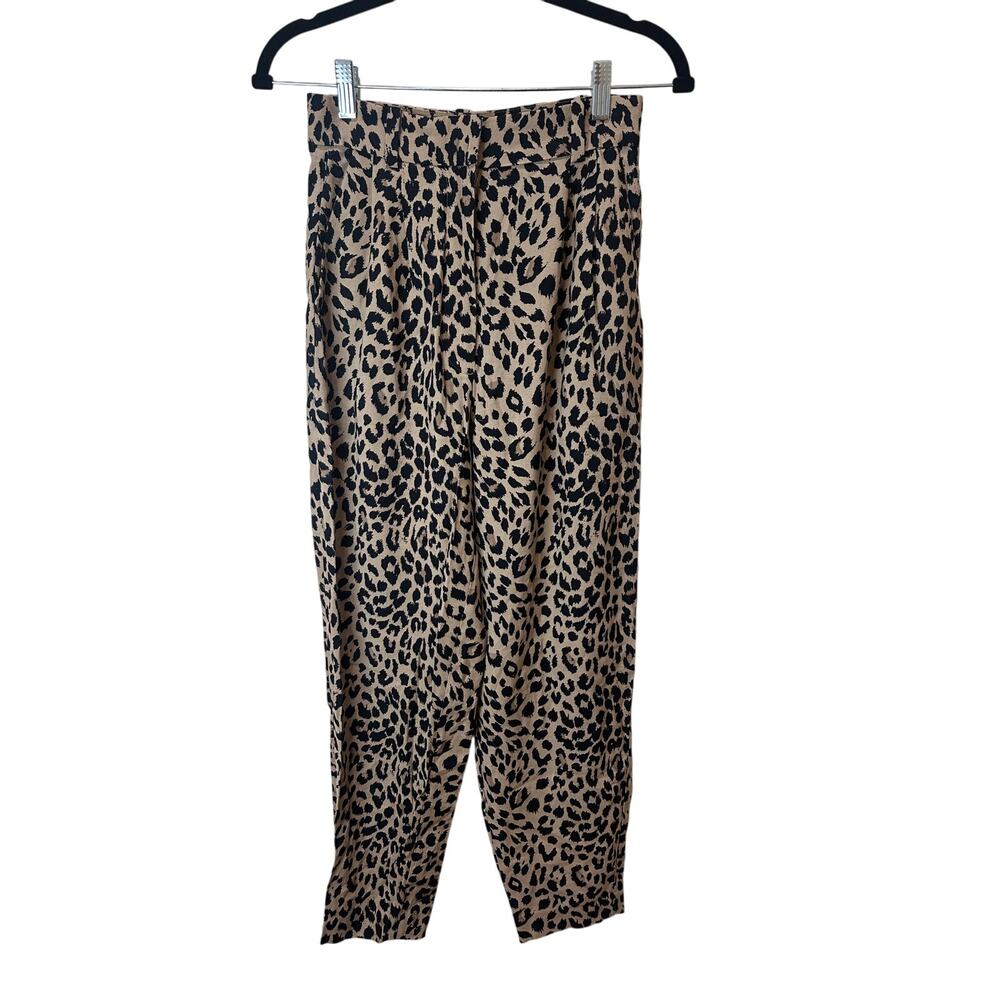 & Other Stories Sz 4 Leopard Cheetah Print Trousers Tapered Pants Great!